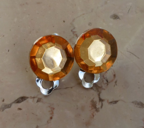 Ohrclips strass gelb topas - ohrclips,