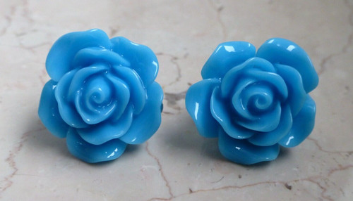 Ohrringe rosen blau - rosen, azur