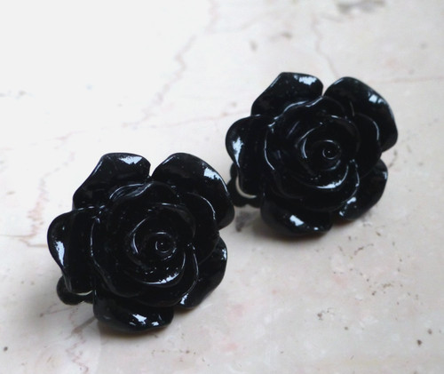 Ohrclips rosen schwarz - rosen,